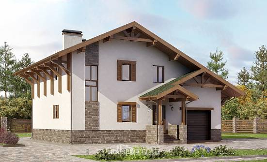 190-007-П Проект двухэтажного дома с мансардой, гараж, современный дом из кирпича Нижние Серги | Проекты домов от House Expert