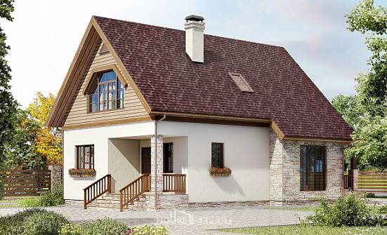 140-001-П Проект двухэтажного дома мансардой, бюджетный загородный дом из газобетона Невьянск | Проекты домов от House Expert