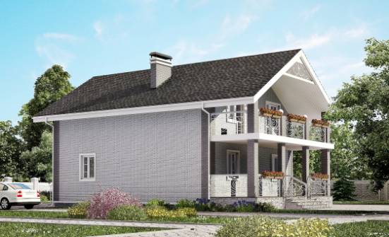 150-007-П Проект двухэтажного дома с мансардой, небольшой дом из блока Первоуральск | Проекты домов от House Expert
