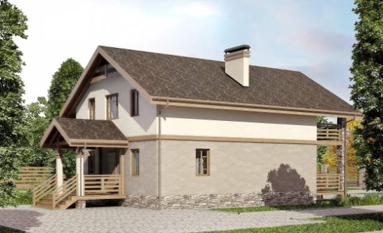 160-010-Л Проект двухэтажного дома с мансардой, доступный дом из теплоблока Ревда | Проекты домов от House Expert