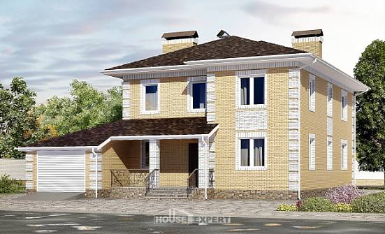 220-006-Л Проект двухэтажного дома, гараж, уютный загородный дом из блока Невьянск | Проекты домов от House Expert