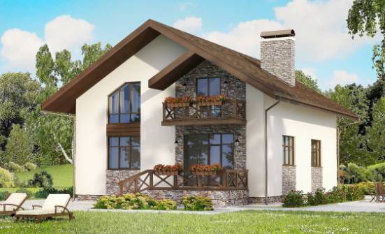 155-001-П Проект двухэтажного дома мансардой, гараж, доступный загородный дом из бризолита Асбест | Проекты домов от House Expert