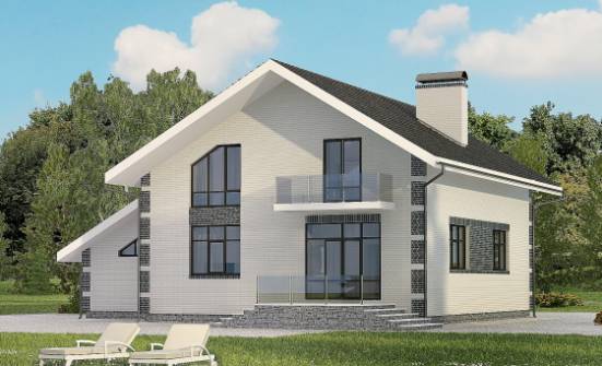180-001-П Проект двухэтажного дома с мансардой, гараж, современный загородный дом из пеноблока Красноуральск | Проекты домов от House Expert