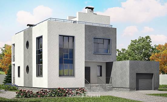 255-001-П Проект двухэтажного дома, гараж, красивый домик из теплоблока Качканар | Проекты домов от House Expert