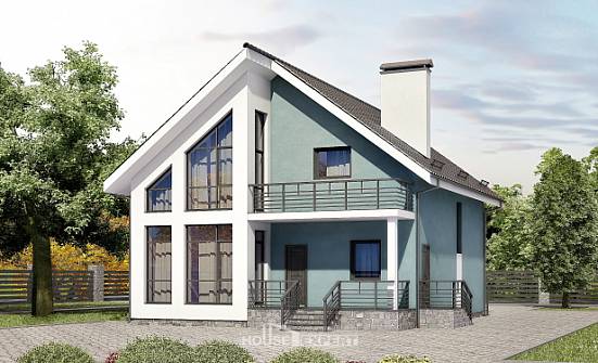 170-006-П Проект двухэтажного дома мансардный этаж, уютный коттедж из пеноблока Сухой Лог | Проекты домов от House Expert