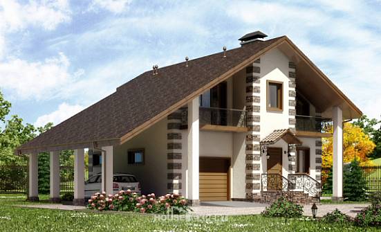 150-003-Л Проект двухэтажного дома мансардный этаж и гаражом, простой домик из дерева Сухой Лог | Проекты домов от House Expert