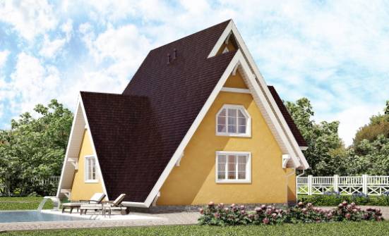 155-008-П Проект двухэтажного дома с мансардным этажом, бюджетный дом из бревен Полевской | Проекты домов от House Expert