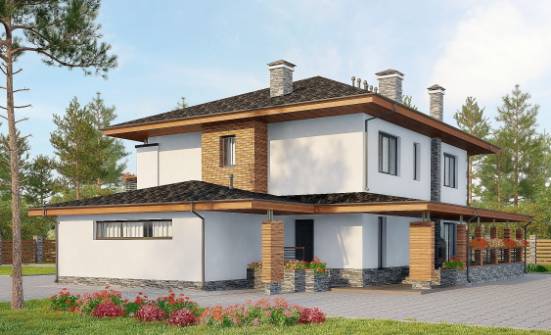 305-001-П Проект двухэтажного дома и гаражом, уютный домик из бризолита Сухой Лог | Проекты домов от House Expert