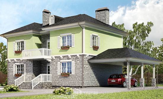 155-006-П Проект двухэтажного дома и гаражом, уютный домик из газобетона Сухой Лог | Проекты домов от House Expert