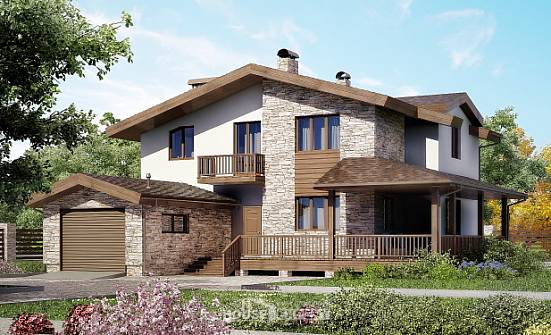 220-001-П Проект двухэтажного дома с мансардой, гараж, уютный загородный дом из поризованных блоков Качканар | Проекты домов от House Expert