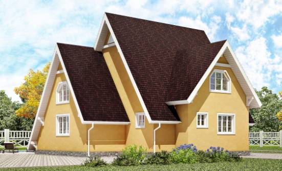155-008-П Проект двухэтажного дома с мансардным этажом, бюджетный дом из бревен Полевской | Проекты домов от House Expert