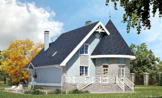 170-003-П Проект двухэтажного дома мансардой, экономичный коттедж из блока Дегтярск | Проекты домов от House Expert