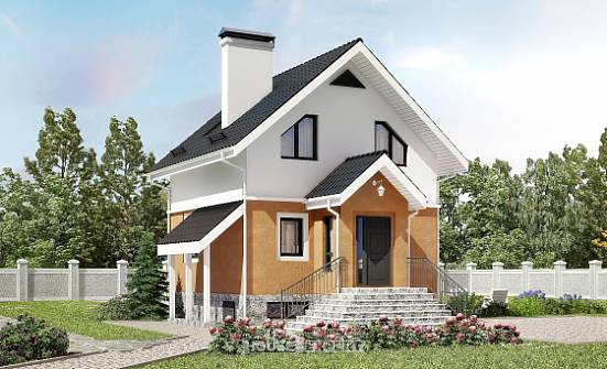 100-005-Л Проект трехэтажного дома с мансардой, бюджетный коттедж из твинблока Красноуфимск | Проекты домов от House Expert