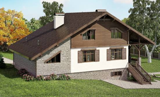 300-003-П Проект трехэтажного дома с мансардой, гараж, огромный коттедж из кирпича Заречный | Проекты домов от House Expert