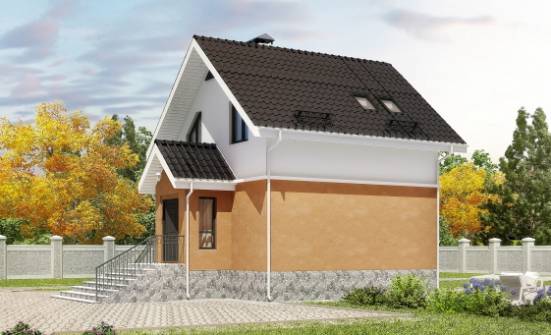 100-005-Л Проект трехэтажного дома с мансардой, бюджетный коттедж из твинблока Красноуфимск | Проекты домов от House Expert