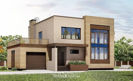 220-003-Л Проект двухэтажного дома, гараж, просторный загородный дом из поризованных блоков Ревда | Проекты домов от House Expert