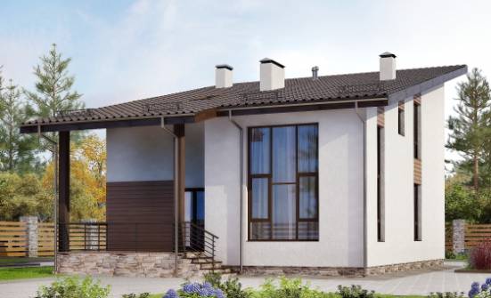 140-005-П Проект двухэтажного дома мансардой, небольшой загородный дом из твинблока Североуральск | Проекты домов от House Expert