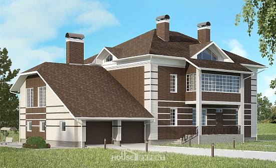 505-002-Л Проект трехэтажного дома, гараж, современный коттедж из кирпича Камышлов | Проекты домов от House Expert