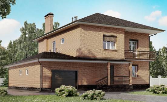245-003-Л Проект двухэтажного дома и гаражом, красивый коттедж из кирпича Лесной | Проекты домов от House Expert