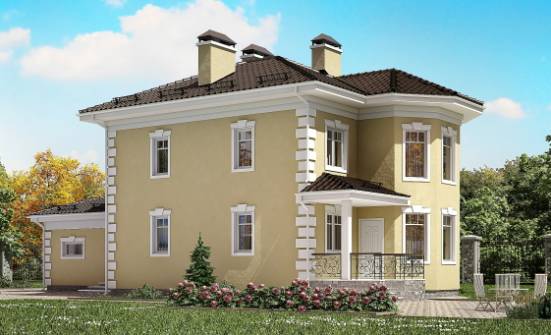 150-006-Л Проект двухэтажного дома и гаражом, недорогой дом из блока Невьянск | Проекты домов от House Expert