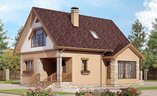 140-002-П Проект двухэтажного дома мансардой, бюджетный загородный дом из газосиликатных блоков Алапаевск | Проекты домов от House Expert