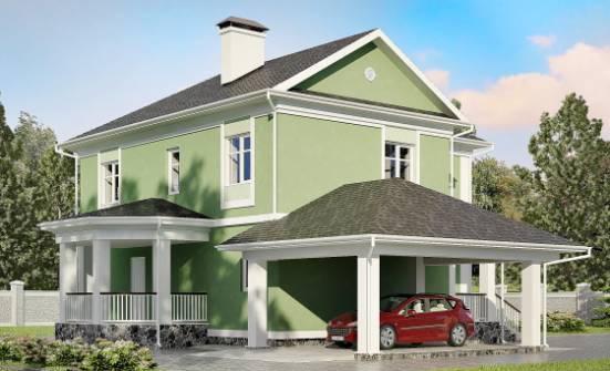 170-001-Л Проект двухэтажного дома и гаражом, небольшой домик из пеноблока Невьянск | Проекты домов от House Expert