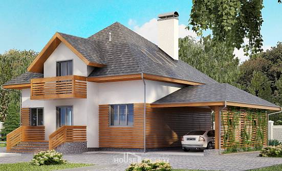 155-004-П Проект двухэтажного дома мансардой и гаражом, современный коттедж из керамзитобетонных блоков Красноуфимск | Проекты домов от House Expert