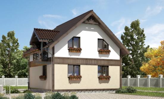 105-001-П Проект двухэтажного дома с мансардным этажом, доступный загородный дом из пеноблока Ирбит | Проекты домов от House Expert