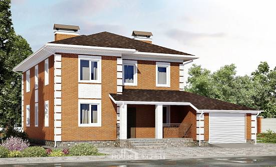 220-004-Л Проект двухэтажного дома, гараж, классический домик из кирпича Сысерть | Проекты домов от House Expert