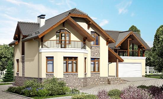 255-003-П Проект трехэтажного дома мансардой, гараж, простой дом из твинблока Краснотурьинск | Проекты домов от House Expert