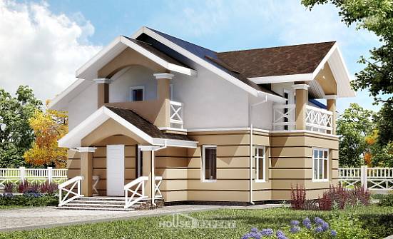 155-009-П Проект двухэтажного дома мансардой, компактный домик из поризованных блоков Карпинск | Проекты домов от House Expert
