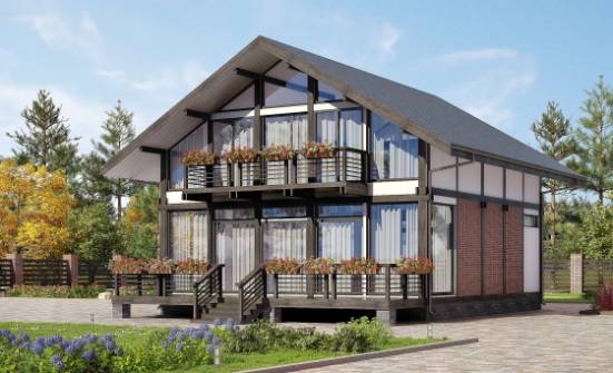 170-007-П Проект двухэтажного дома мансардный этаж, красивый дом из бревен Дегтярск | Проекты домов от House Expert