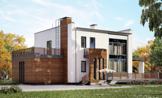 220-003-П Проект двухэтажного дома и гаражом, современный дом из бризолита Полевской | Проекты домов от House Expert