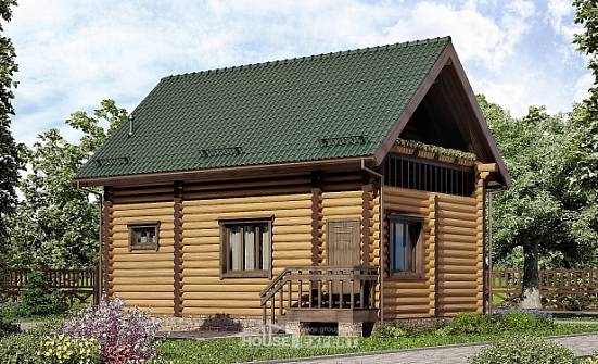 080-003-П Проект двухэтажного дома мансардный этаж, уютный загородный дом из бревен Невьянск | Проекты домов от House Expert