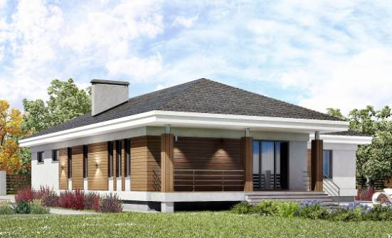 165-001-П Проект одноэтажного дома, гараж, экономичный дом из газобетона Верхотурье | Проекты домов от House Expert