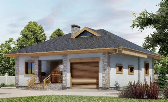 130-006-П Проект одноэтажного дома, гараж, уютный домик из бризолита Верхотурье | Проекты домов от House Expert