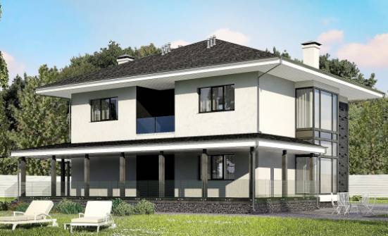 245-002-П Проект двухэтажного дома, гараж, красивый дом из бризолита Красноуфимск | Проекты домов от House Expert