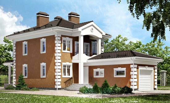 150-006-П Проект двухэтажного дома, гараж, простой домик из блока Полевской | Проекты домов от House Expert