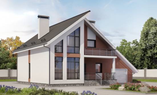200-007-П Проект двухэтажного дома мансардой, гараж, средний загородный дом из бризолита Алапаевск | Проекты домов от House Expert