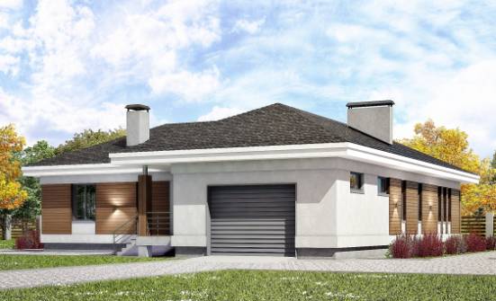 165-001-П Проект одноэтажного дома, гараж, экономичный дом из газобетона Верхотурье | Проекты домов от House Expert