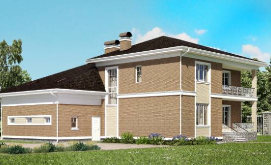 335-002-П Проект двухэтажного дома, гараж, современный домик из кирпича Североуральск | Проекты домов от House Expert