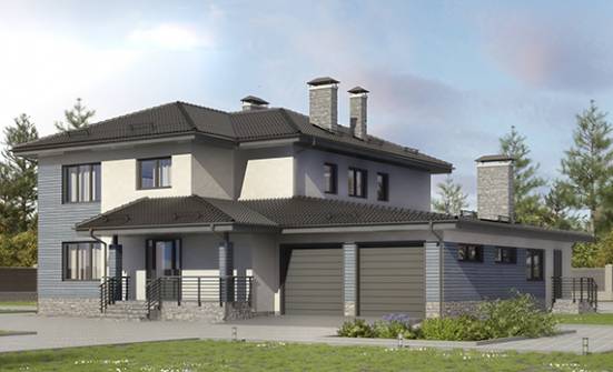 340-005-П Проект двухэтажного дома и гаражом, огромный коттедж из арболита Нижние Серги | Проекты домов от House Expert