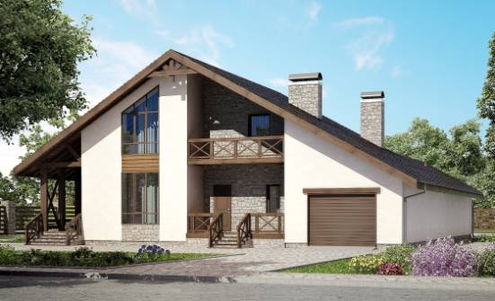 265-001-П Проект двухэтажного дома мансардой и гаражом, современный домик из теплоблока Реж | Проекты домов от House Expert