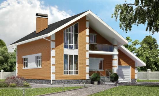190-006-П Проект двухэтажного дома с мансардой и гаражом, уютный дом из газосиликатных блоков Заречный | Проекты домов от House Expert