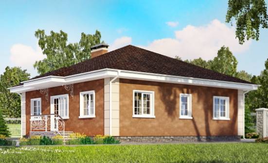 100-001-Л Проект одноэтажного дома, простой коттедж из газосиликатных блоков Дегтярск | Проекты домов от House Expert