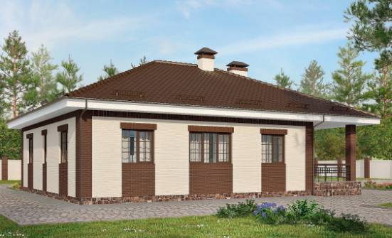 160-015-П Проект одноэтажного дома, гараж, компактный домик из поризованных блоков Верхняя Пышма | Проекты одноэтажных домов от House Expert