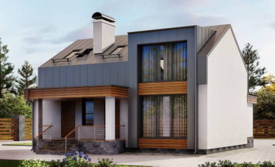 120-004-П Проект двухэтажного дома с мансардным этажом, скромный коттедж из пеноблока Невьянск | Проекты домов от House Expert
