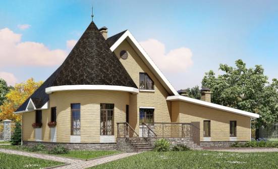 250-001-Л Проект двухэтажного дома мансардой, гараж, простой домик из бризолита Асбест | Проекты домов от House Expert