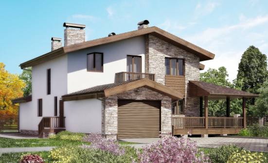 220-001-П Проект двухэтажного дома с мансардой, гараж, уютный загородный дом из поризованных блоков Качканар | Проекты домов от House Expert