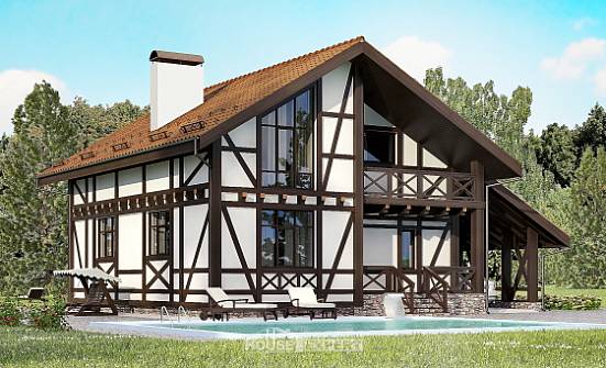 155-002-П Проект двухэтажного дома мансардный этаж, гараж, современный дом из керамзитобетонных блоков Новоуральск | Проекты домов от House Expert